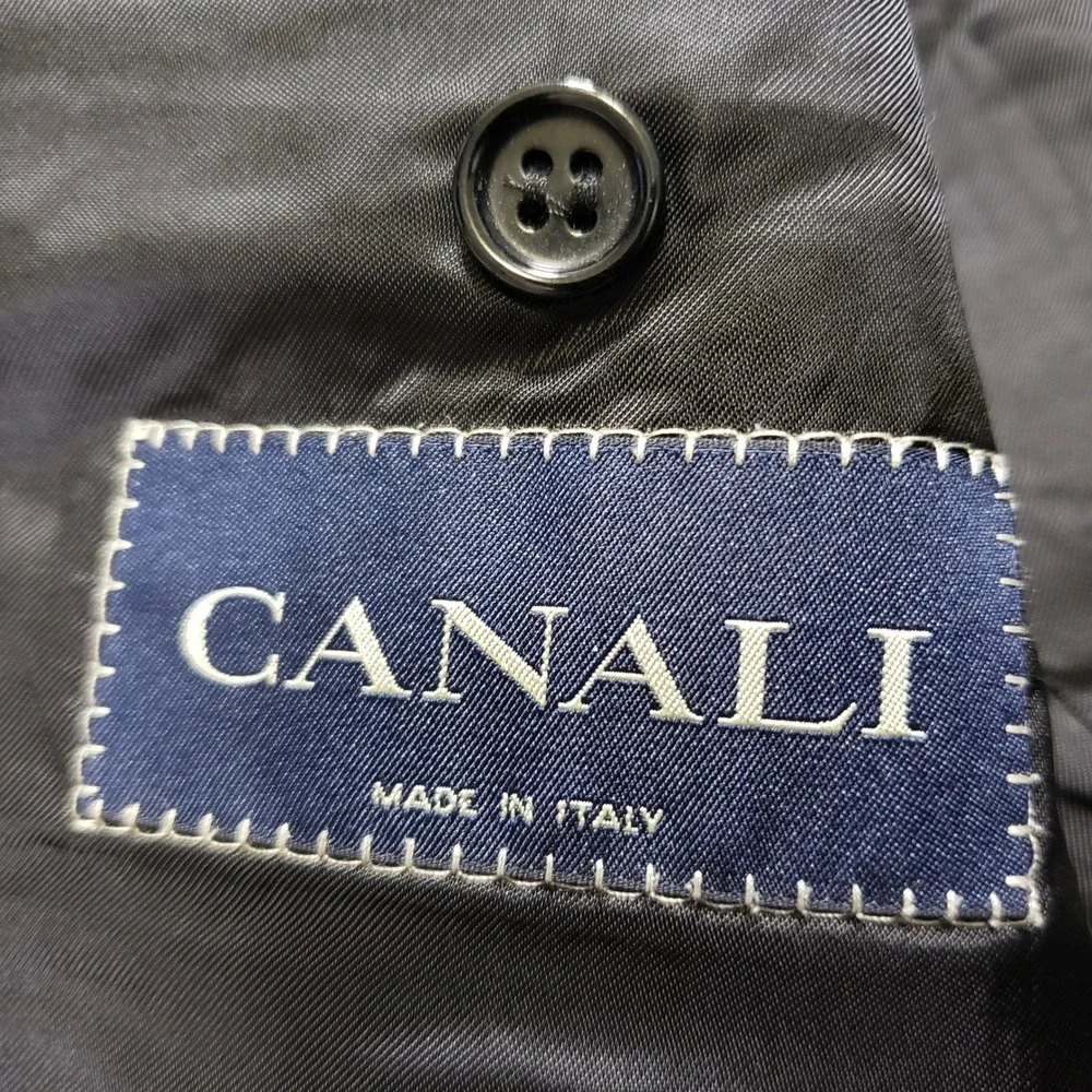 Canali Mens Blazer Sport Coat 54L US 44L Black Birdseye Super 120s Wool Italy